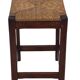 Vintage rattan stool with oak, 60s wabi sabi design, minimalist