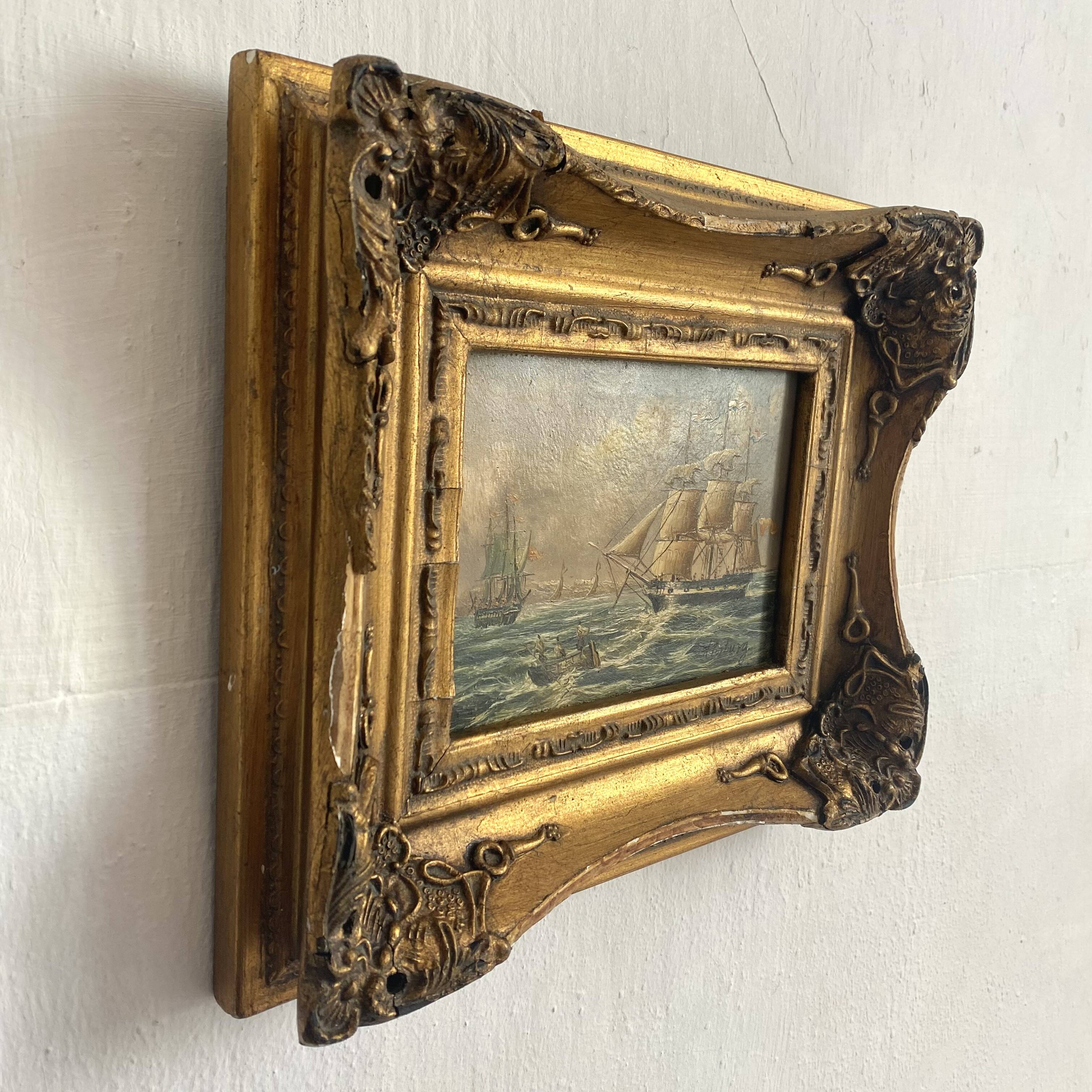 Framed marine painting