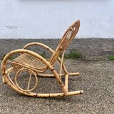 Rocking chair rotin 1960 bambou