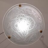Art Deco Top Quality Pendant Light Floral decorations, Signed Degué