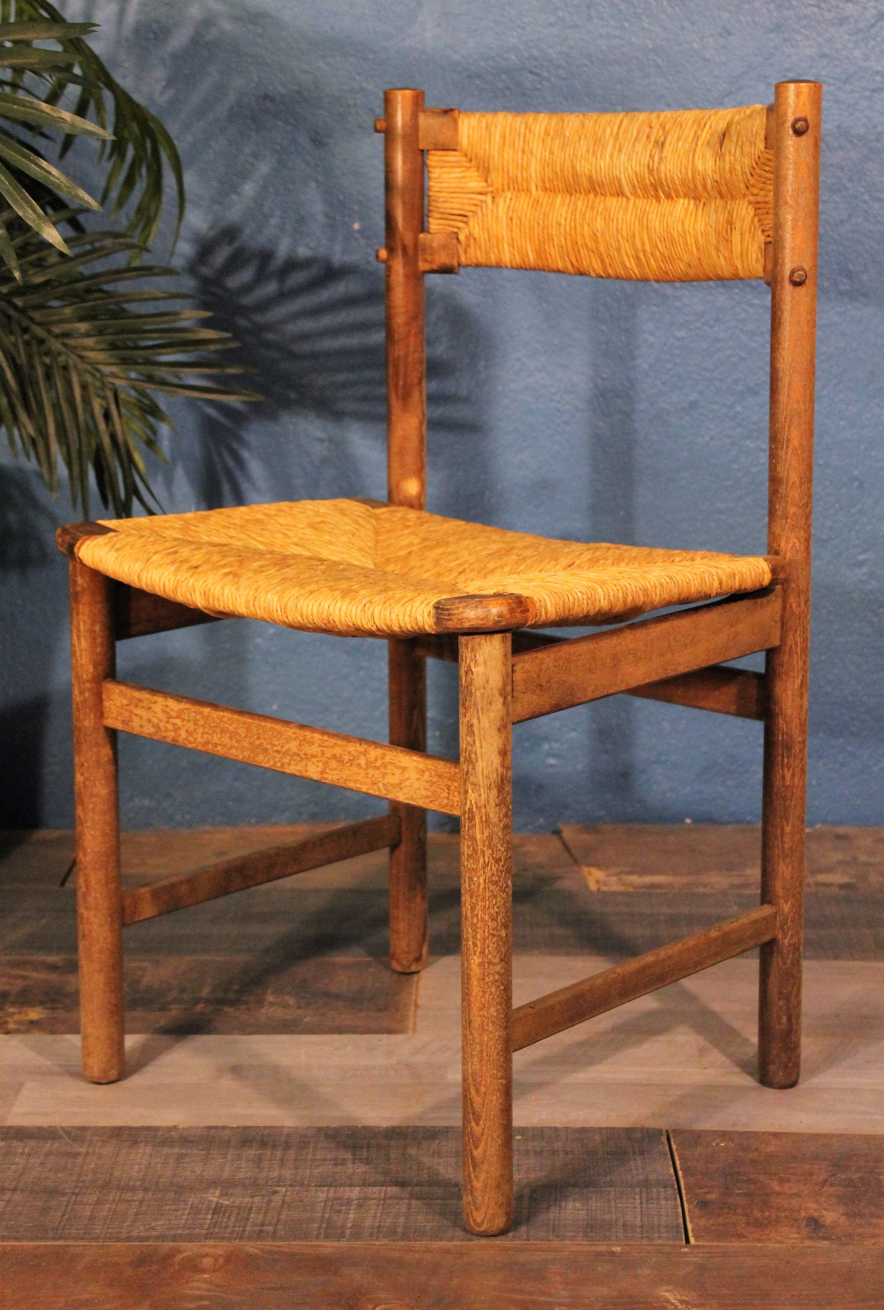 Wooden & straw chair 1960