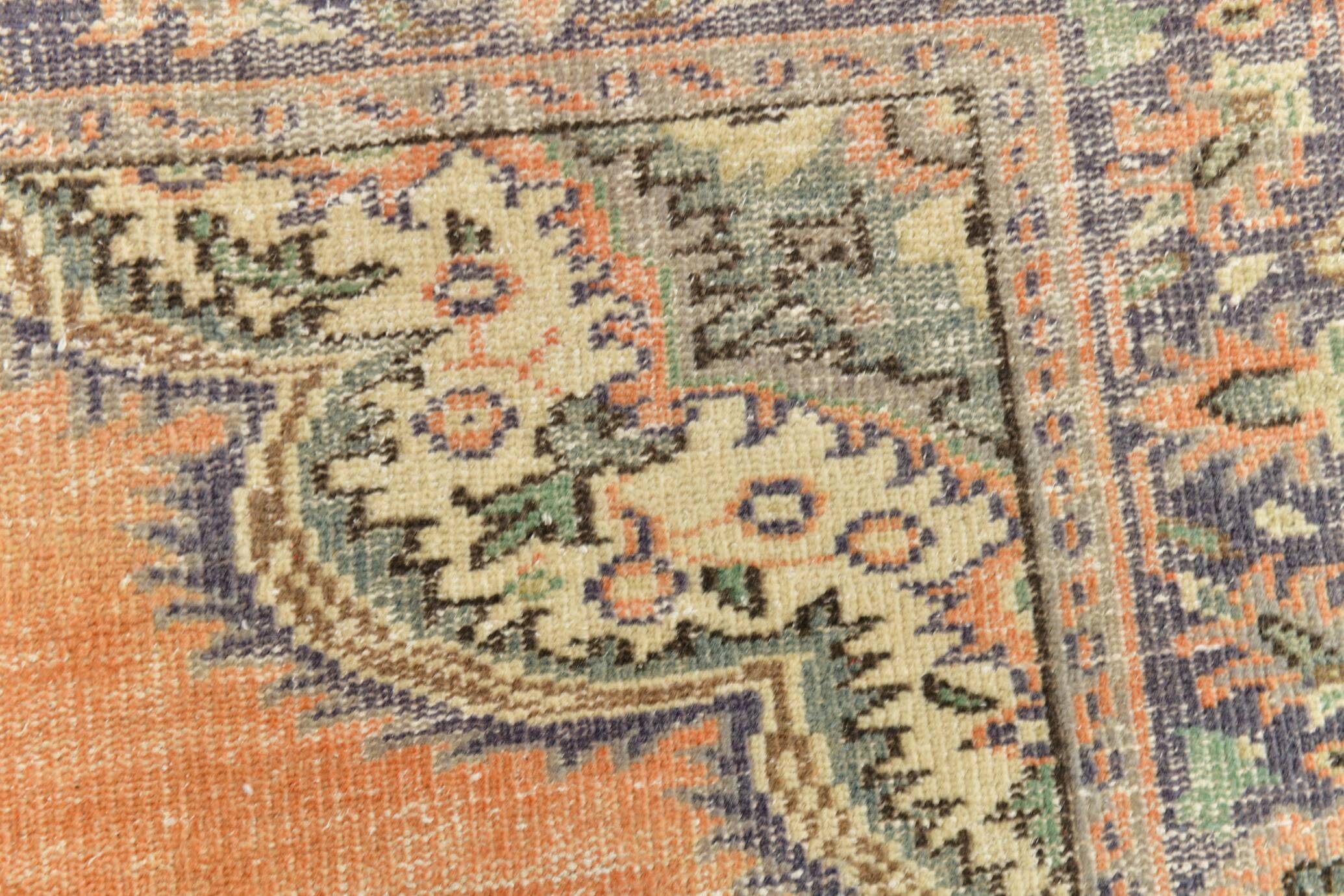 Green & Orange Turkish Vintage Rug, 182x286Cm