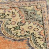 Green & Orange Turkish Vintage Rug, 182x286Cm