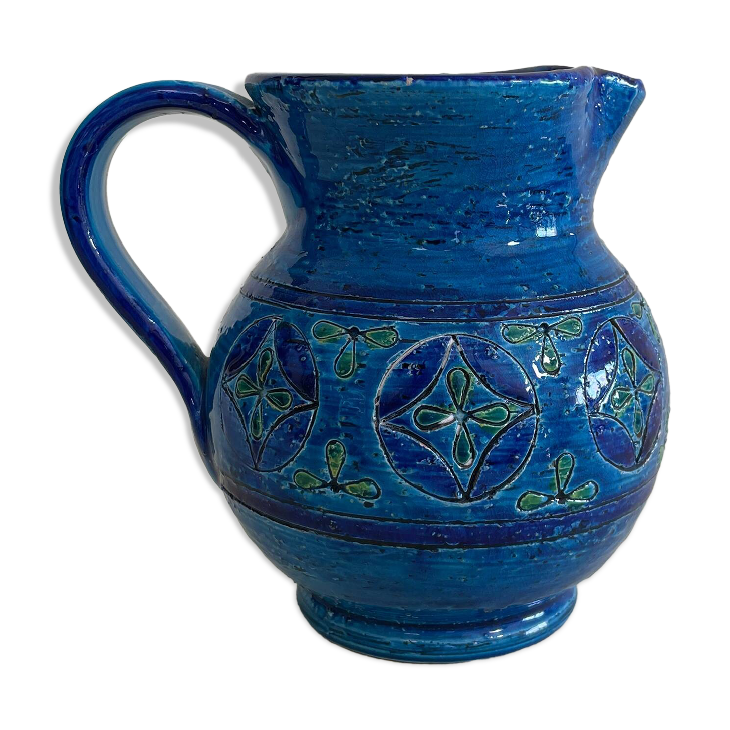 Rimini Blu Ceramic Pitcher by Aldo Londi for Bitossi