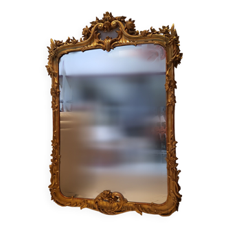 Miroir ancien Louis XVI de grande taille rectangulaire à poser Cadre doré