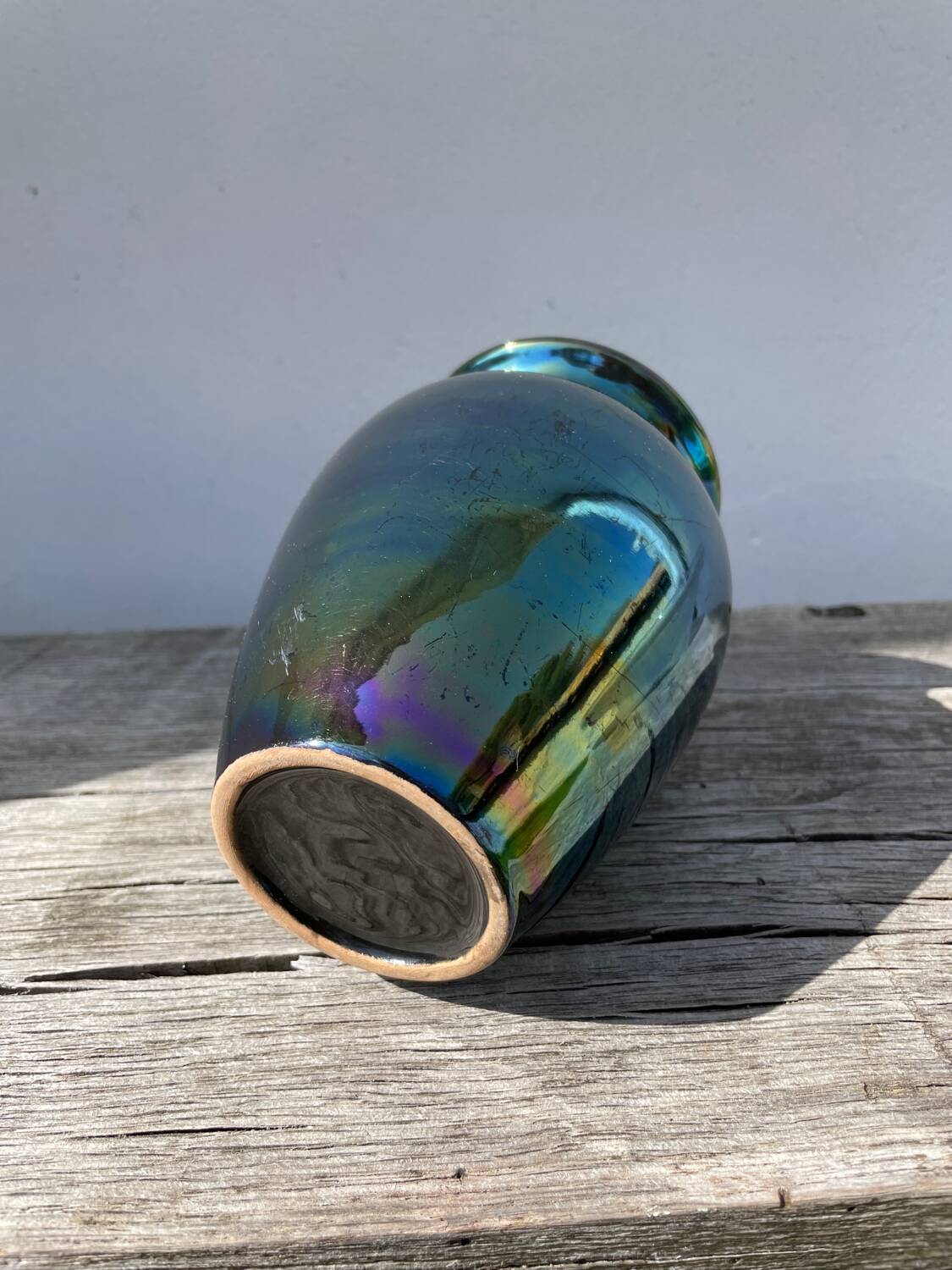 Vintage iridescent ceramic vase