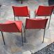 Set of 4 old red LAFA chairs L264