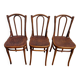 set of 3 curved wooden bistro chairs with patterns