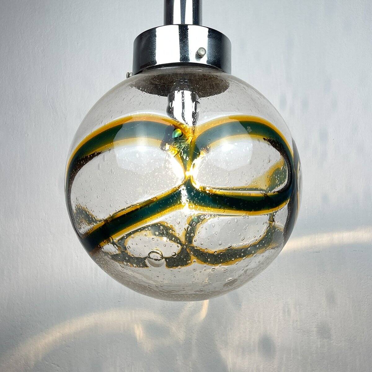 Large vintage swirling Murano glass pendant light, 1970s