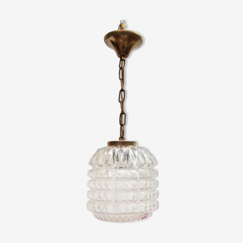 Vintage suspension composed of a glass globe dimension: height -38cm- diameter -12.5cm-