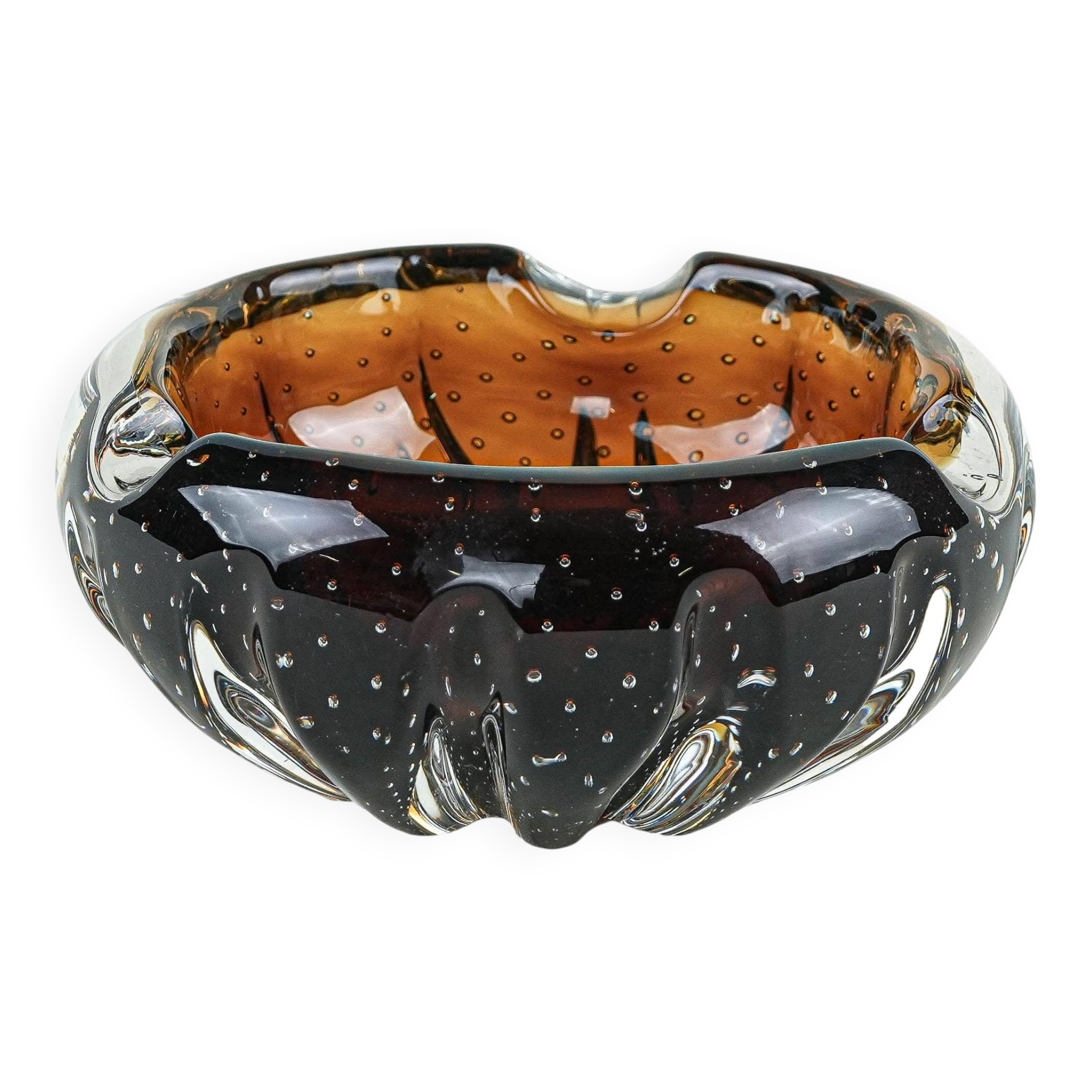 Glass platter in bullicante technique, Italian Modern design from the 1960s