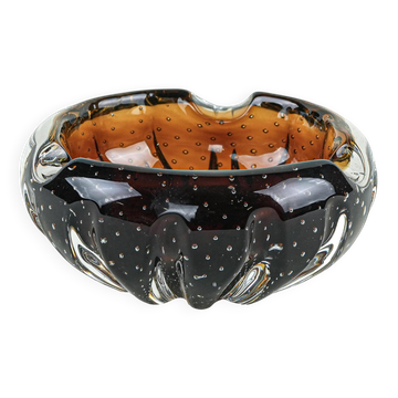 Plateau en verre en technique bullicante, design moderne italien des années 1960.