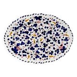 Plat ovale 35cm fleurs bleu marine