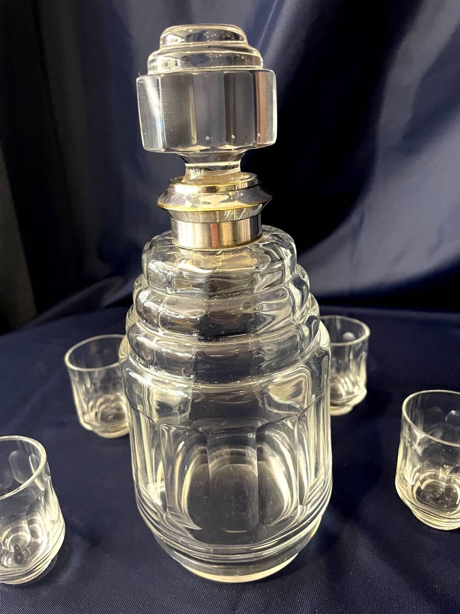 1930s-1940s liquor service in glass and silver metal