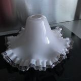 Lampshade in white porcelain bordered navy blue