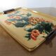 Floral formica and gold metal tray 50 60s