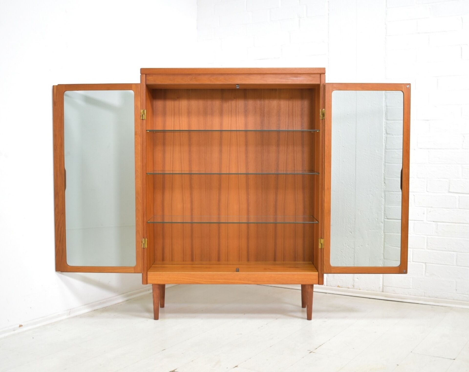 Danish solid teak display cabinet 1960s Scandinavian vintage