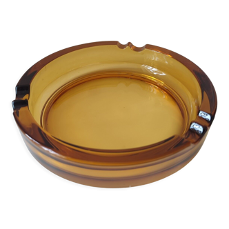 Amber glass ashtray