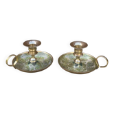 Pair of cellar rat brass cloisonné candlesticks – 1960s