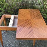 Vintage extendable wallet table in teak and beech.