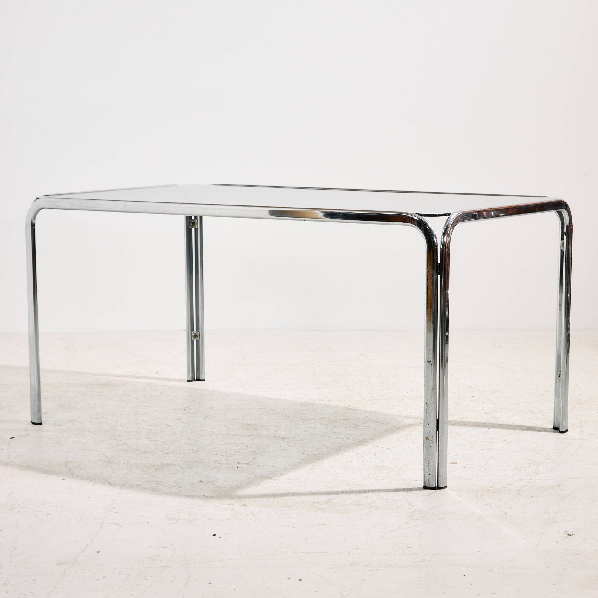 Italian chrome and leather dining set by Gastone Rinaldi, set of 7.