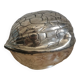 Vintage art deco walnut-shaped box in silver metal