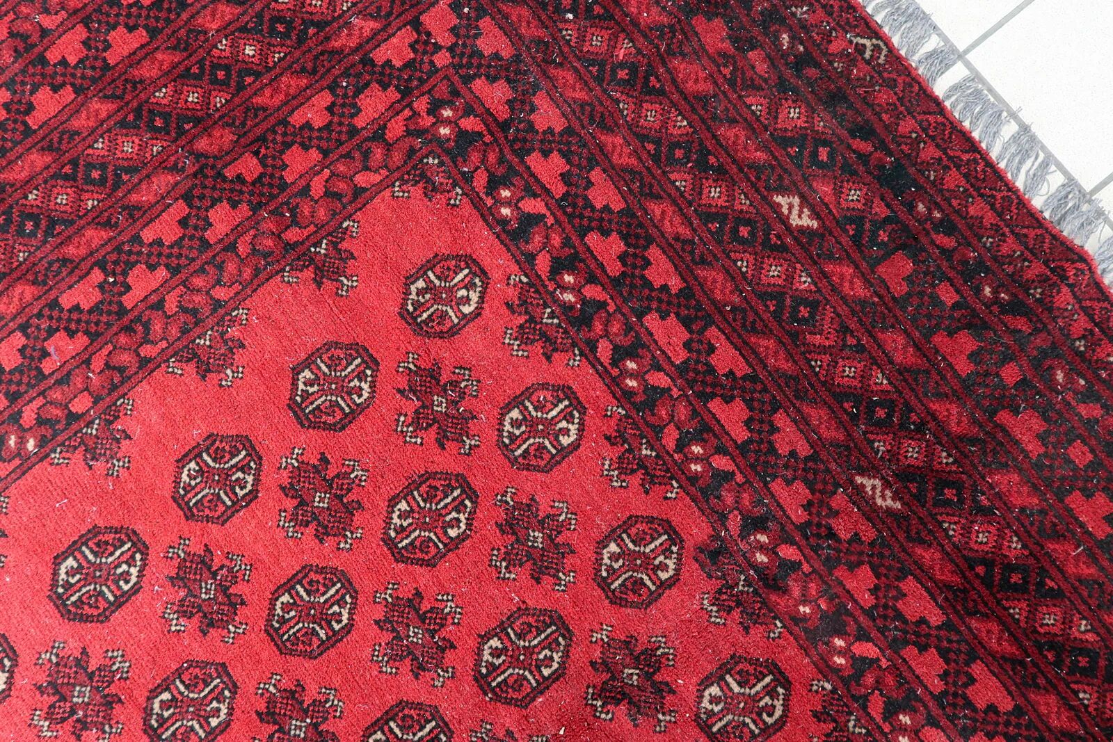 Antique Afghan Ersari handmade rug 208 x 288 cm 1920s