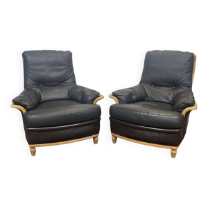 paire de fauteuils en - cuir