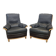 Pair of leather and beech armchairs from the 1970s.