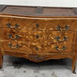 Curved and inlaid chest of drawers, Louis XV style, late 19th-early 20th century