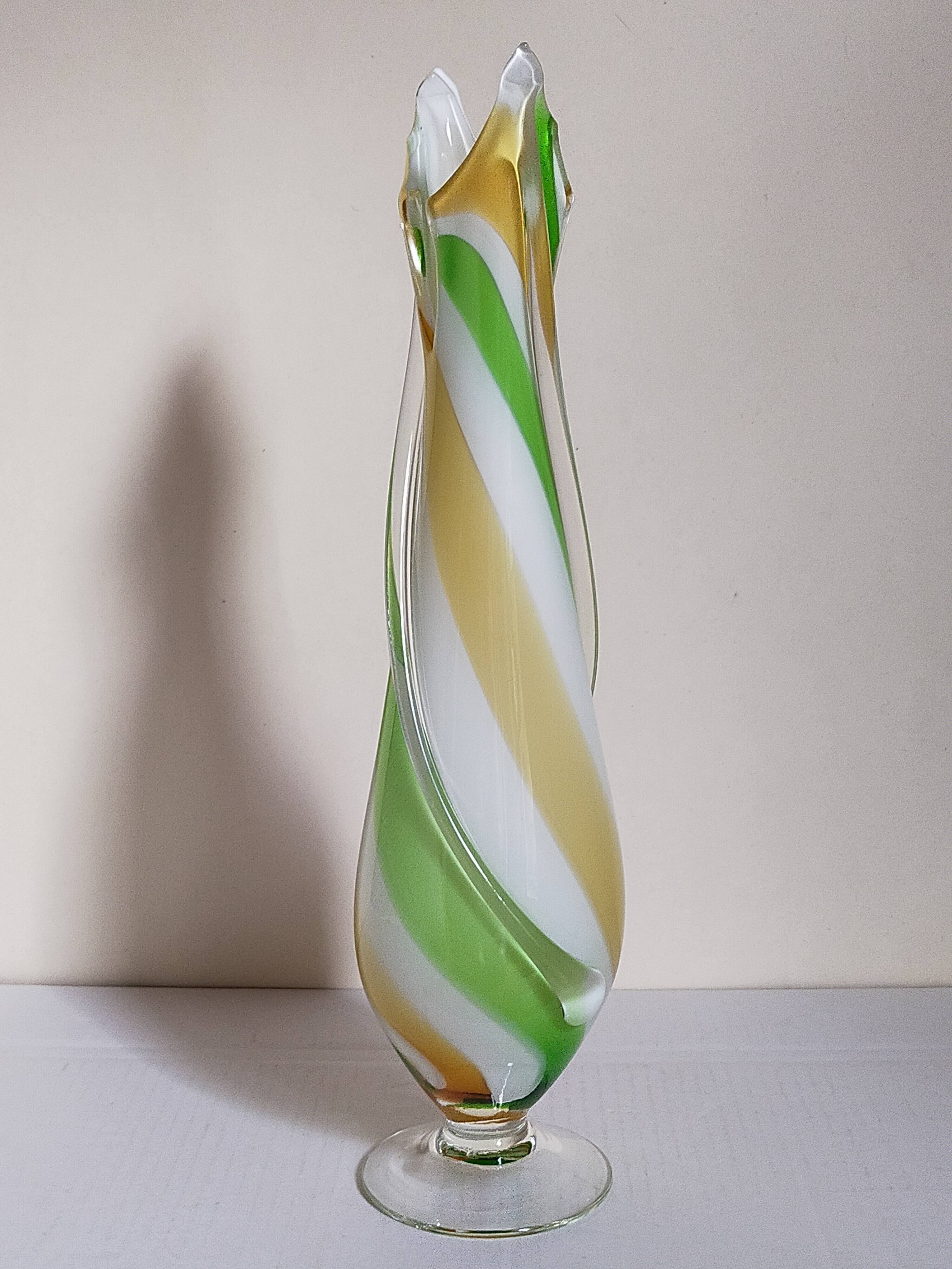 Vintage two-tone glass vase 39 cm