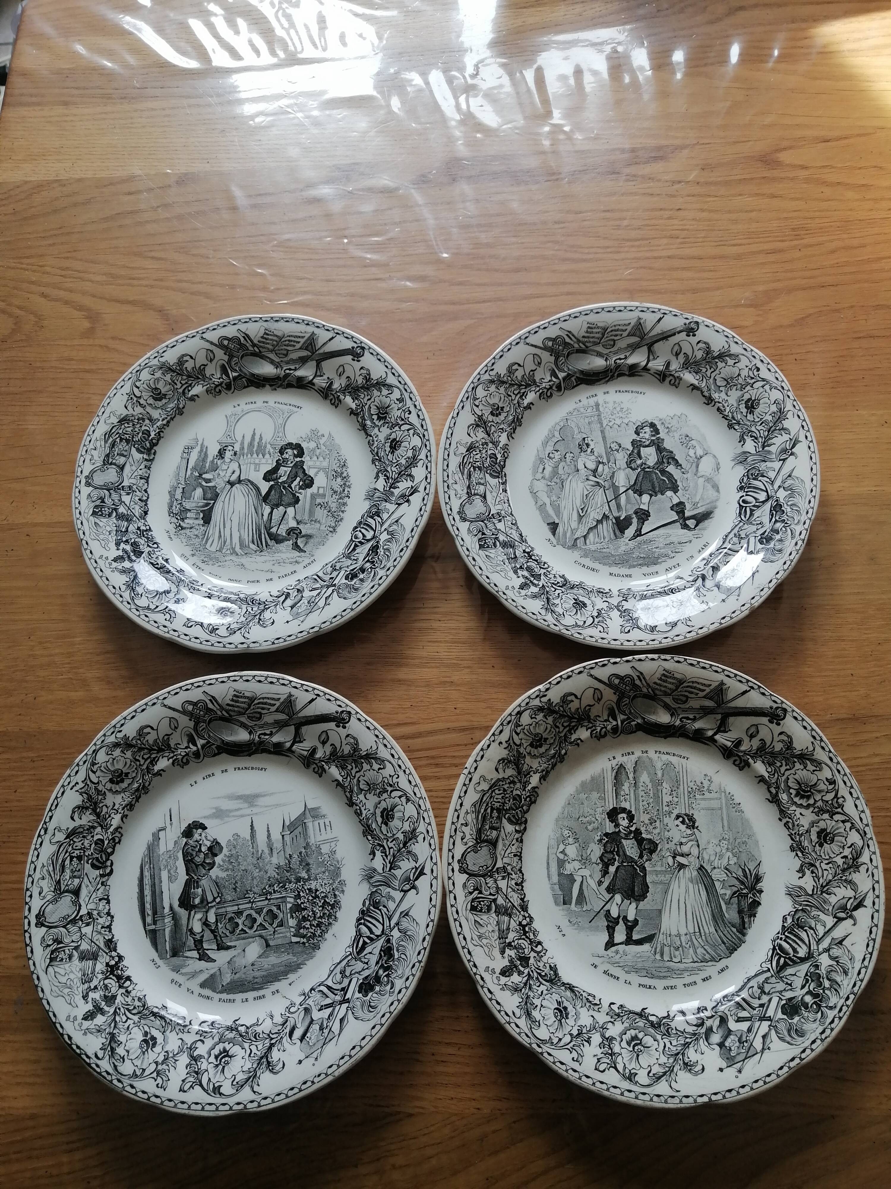 Set of eight talking plates