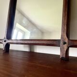 Rectangular brutalist mirror in solid wood, 1960