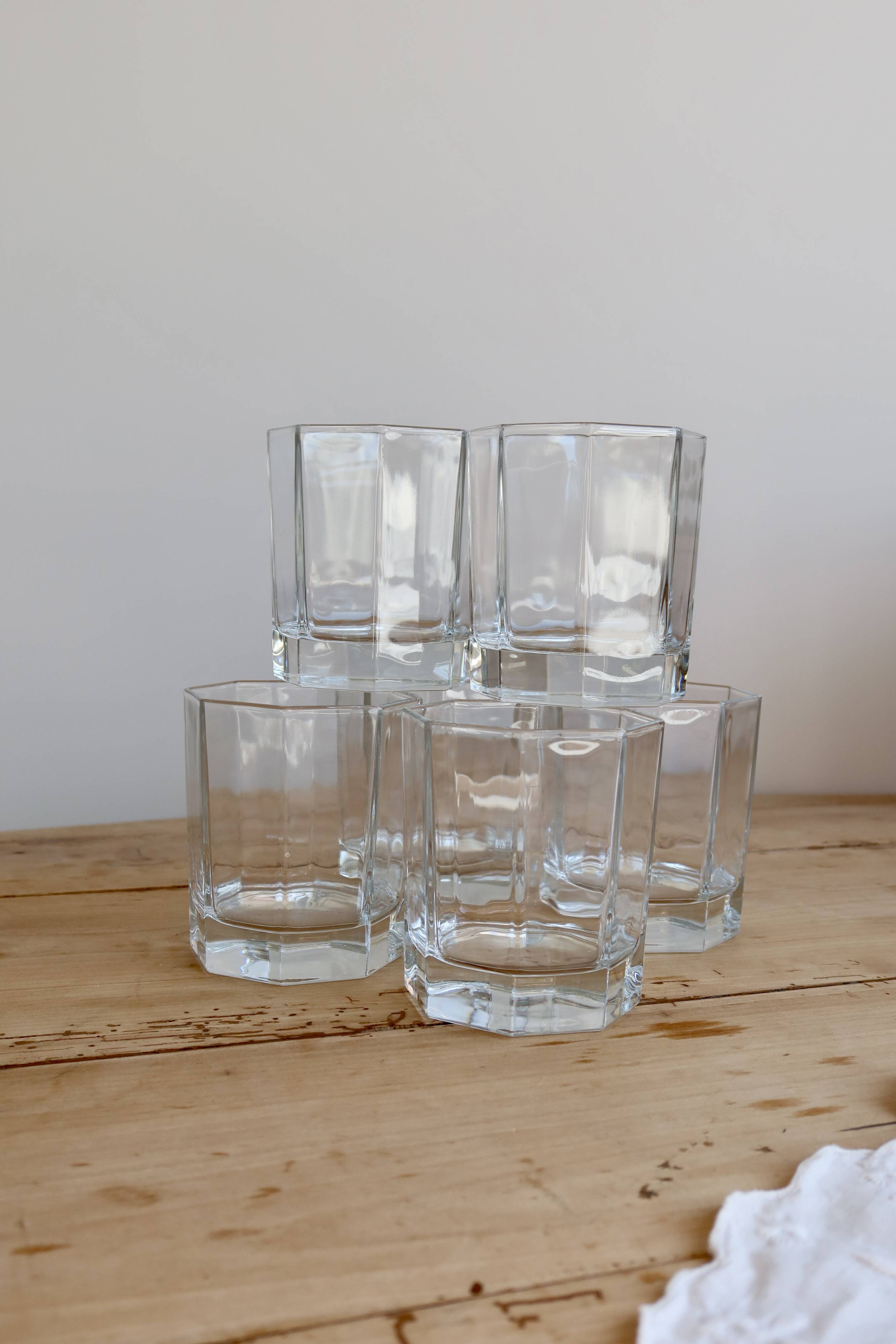 6 vintage octagonal Esso water glasses