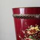 Antique metal umbrella stand with hand-painted floral decor, bohemian countryside