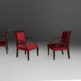 Empire‑Style Armchairs in Wood and Red Velvet, Belgium ca. 195