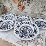 Lot de 5 assiettes creuses en porcelaine Crown Clarence Made in England