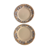 Paire d'assiettes à dessert Longwy XXème siècle