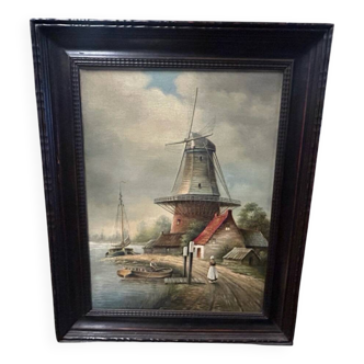 Ecole Hollandaise | Molen Gezicht | Klassiek Olieverf Schilderij