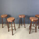 5 tabourets de bar en tronc d'arbre, années 1970