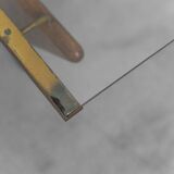 Wall coat rack in wood and glass, 1950s vintage modernism