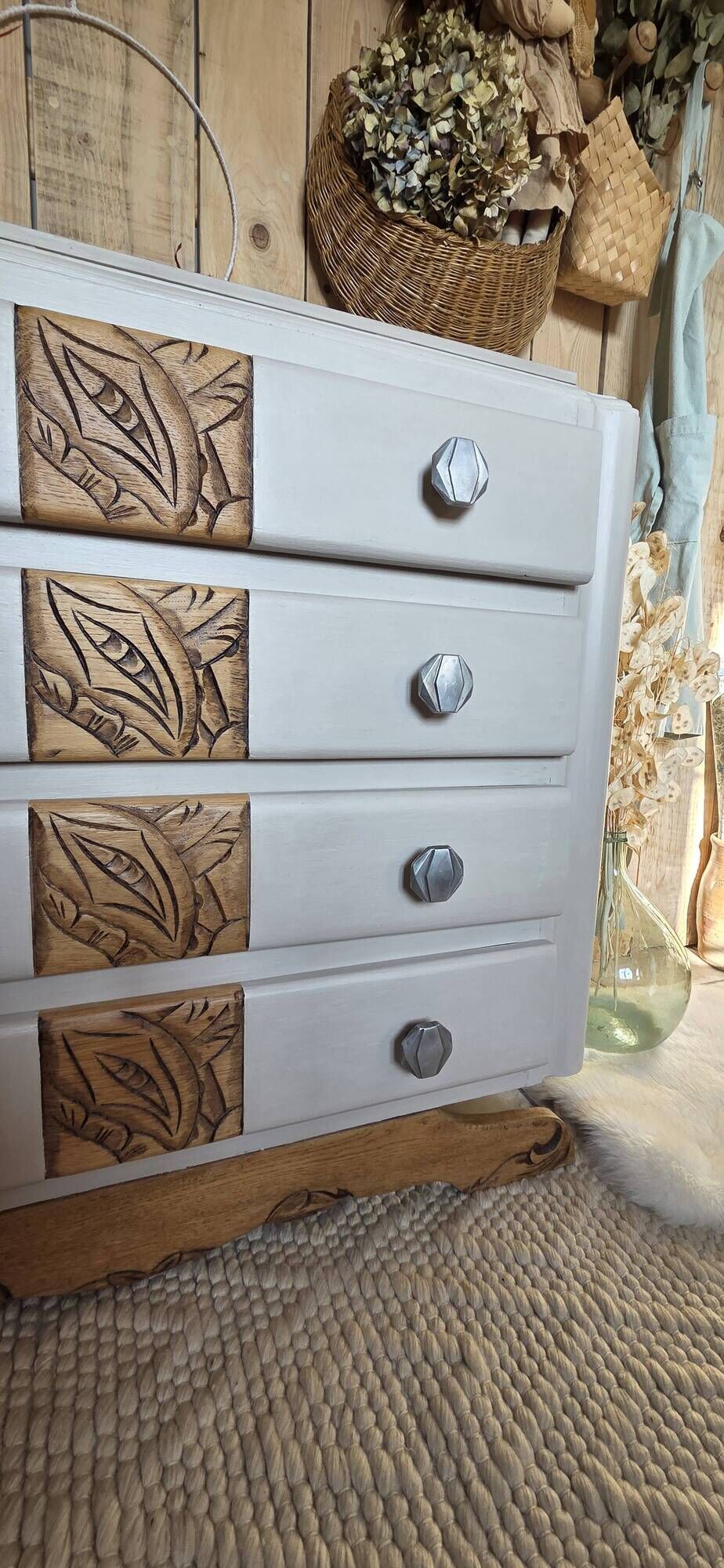 Art Deco chest of drawers with mustache feet