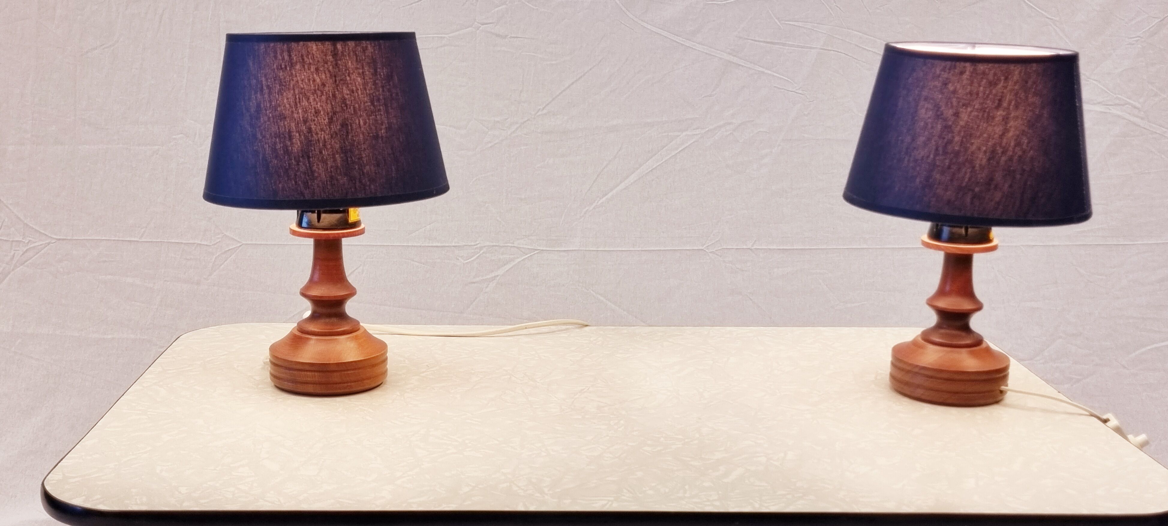 Set of 2 small wooden table or bedside lamps by aka lighting, germany