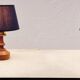 Set of 2 small wooden table or bedside lamps by aka lighting, germany