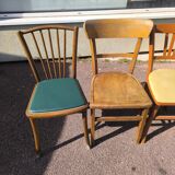 Set of 6 mismatched vintage wooden bistro chairs