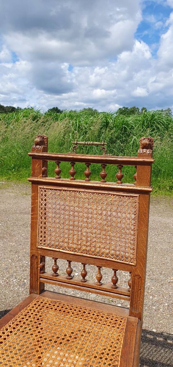 Ensemble ancien 6 - chaise en osier en chêne