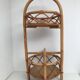 Desserte bar ronde en rotin osier vintage 1960