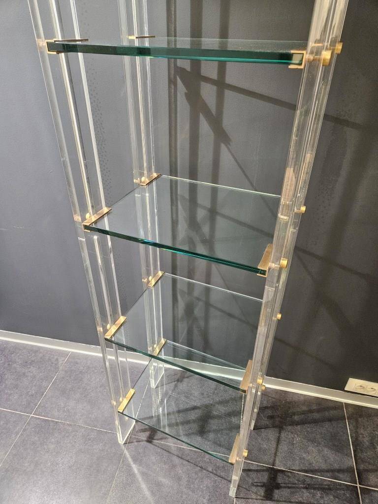 Designer shelf 70 in plexi glass and brass