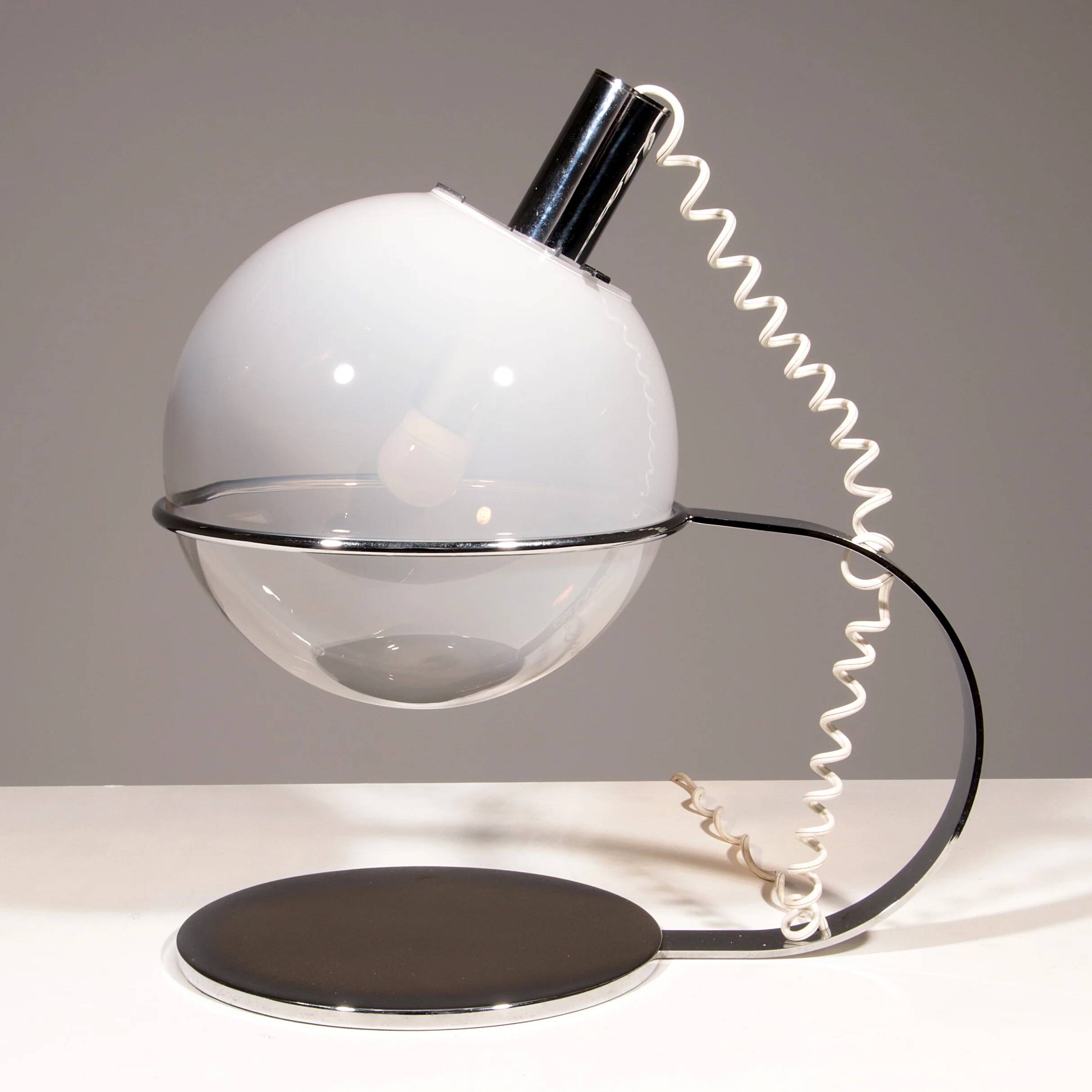 Italian design chrome and glass table lamp, 1960