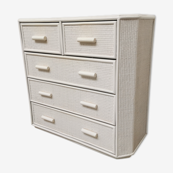 Vintage rattan chest of drawers